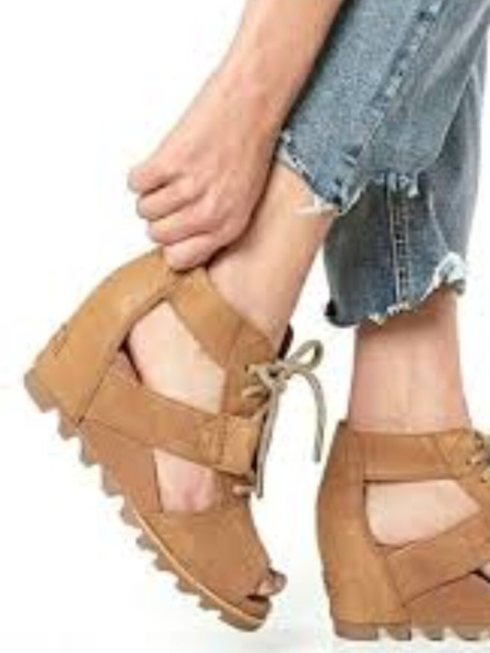 NEW Sorel Women's Joanie Lace Wedge Sandals Sahara Fawn Size 6.5